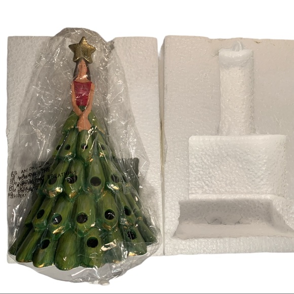 NWT Christmas Ceramic Candle Light Decoration Women in Dress Figurine Decor - Picture 7 of 8